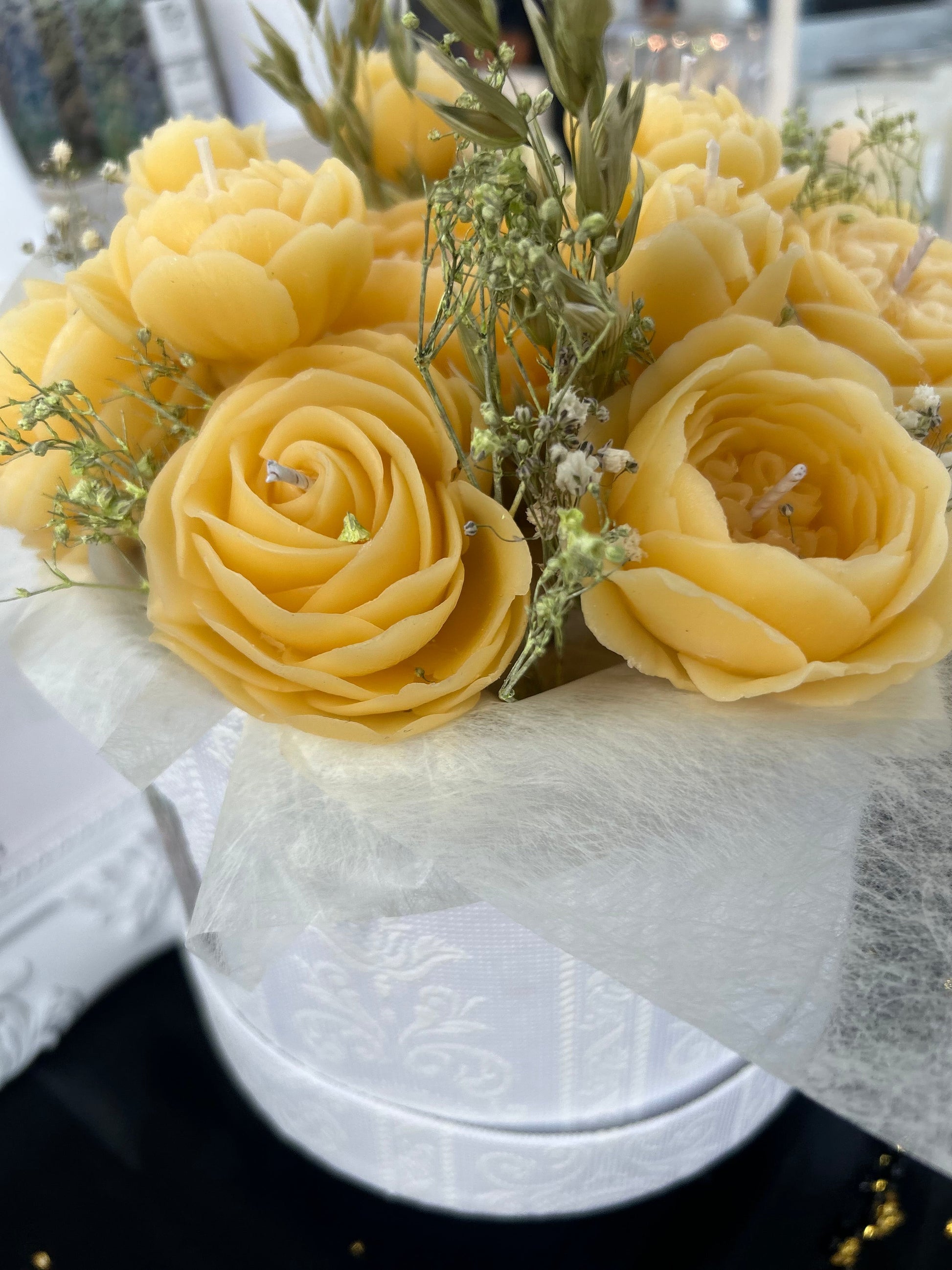 Golden Bloom – Bouquet de Bougies en Cire d’Abeille DT Candles