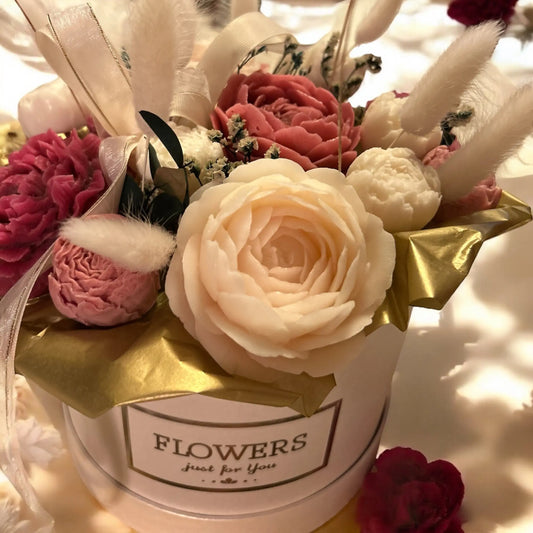 Rose and Peony candle bouquet DT Candles