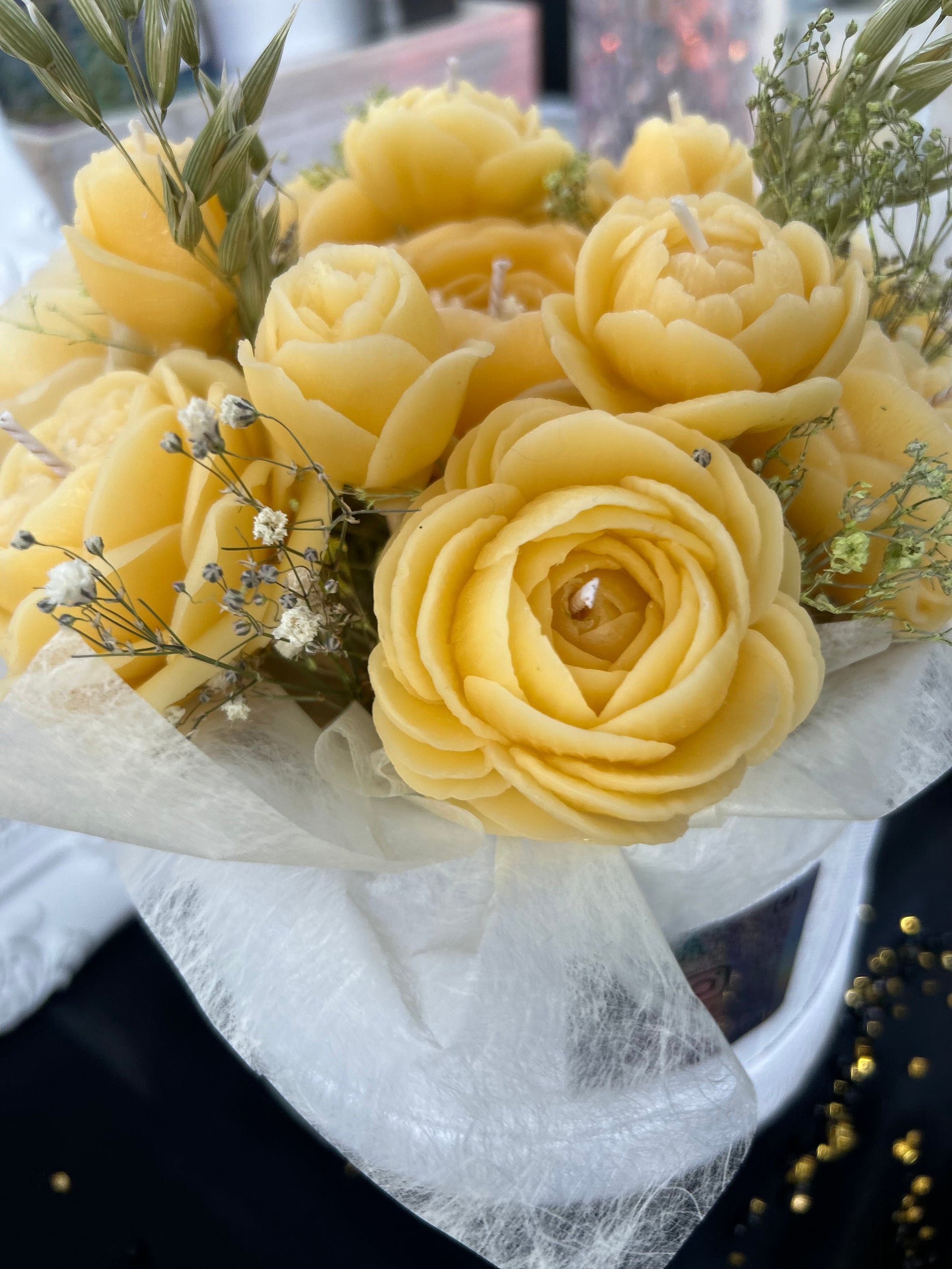 Golden Bloom – Bouquet de Bougies en Cire d’Abeille DT Candles