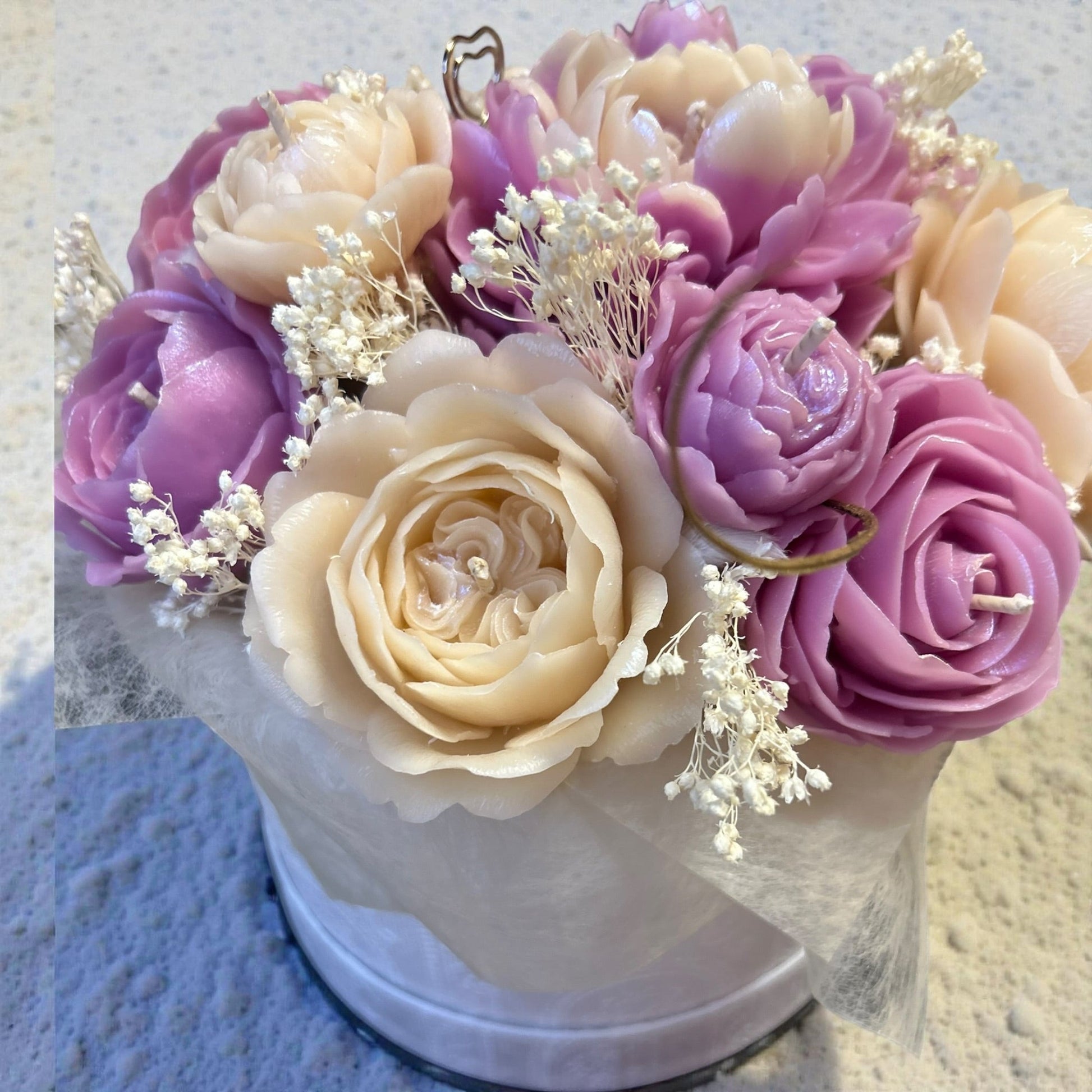 Floral Elegance – Bouquet de Fleurs en Cire d’Abeille Pivoine & Rose DT Candles