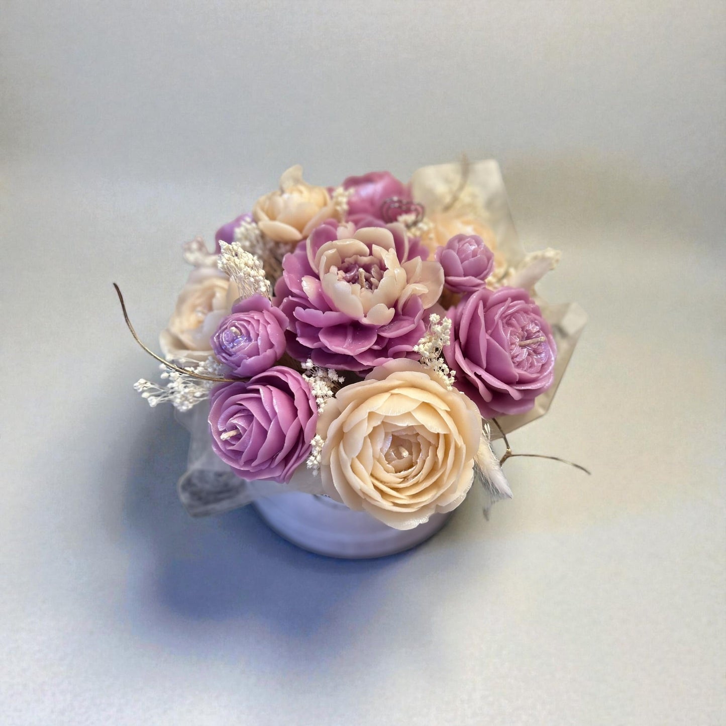 Floral Elegance – Bouquet de Fleurs en Cire d’Abeille Pivoine & Rose DT Candles