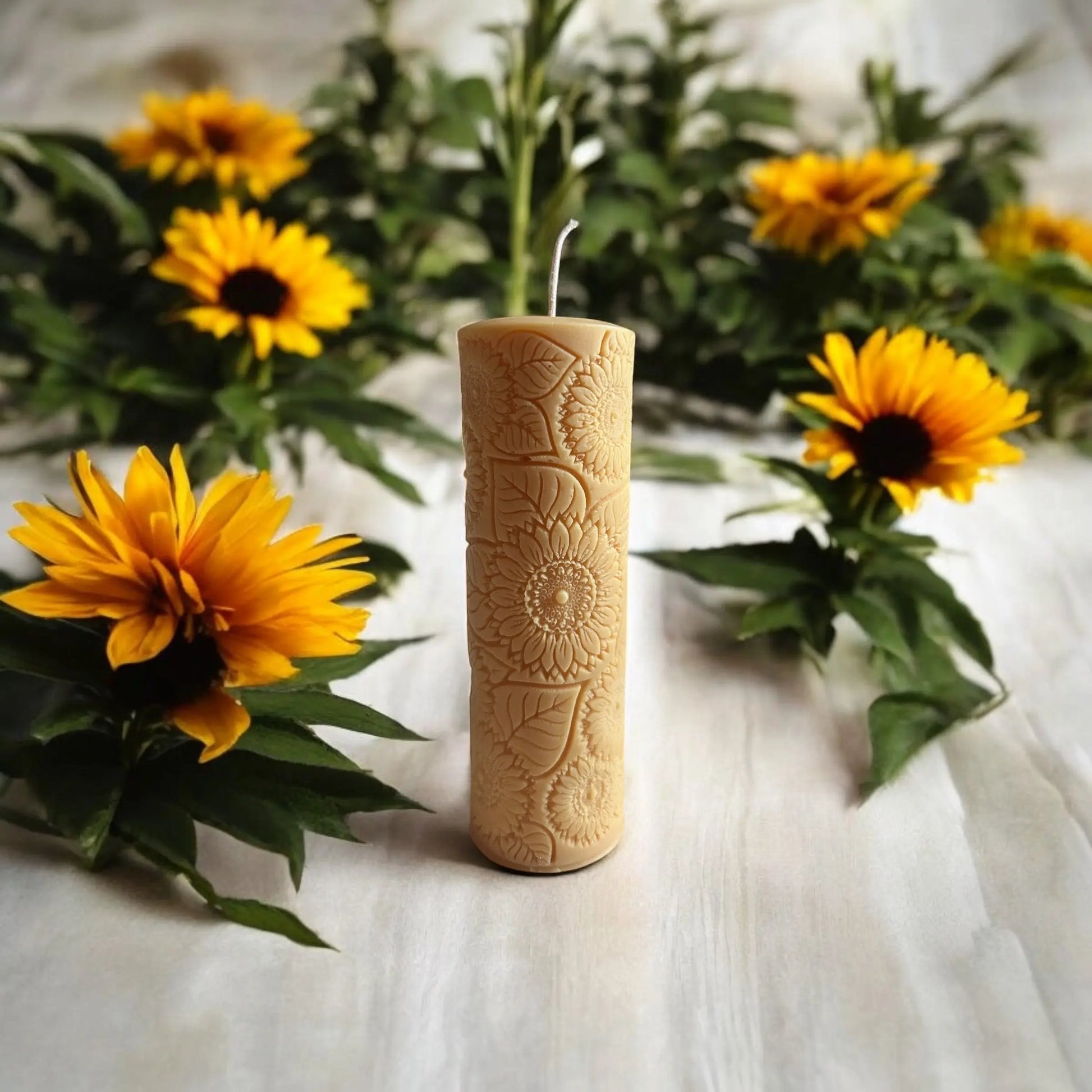 Sunflower Scented Candle – Handcrafted Pillar Candle - DT Candles