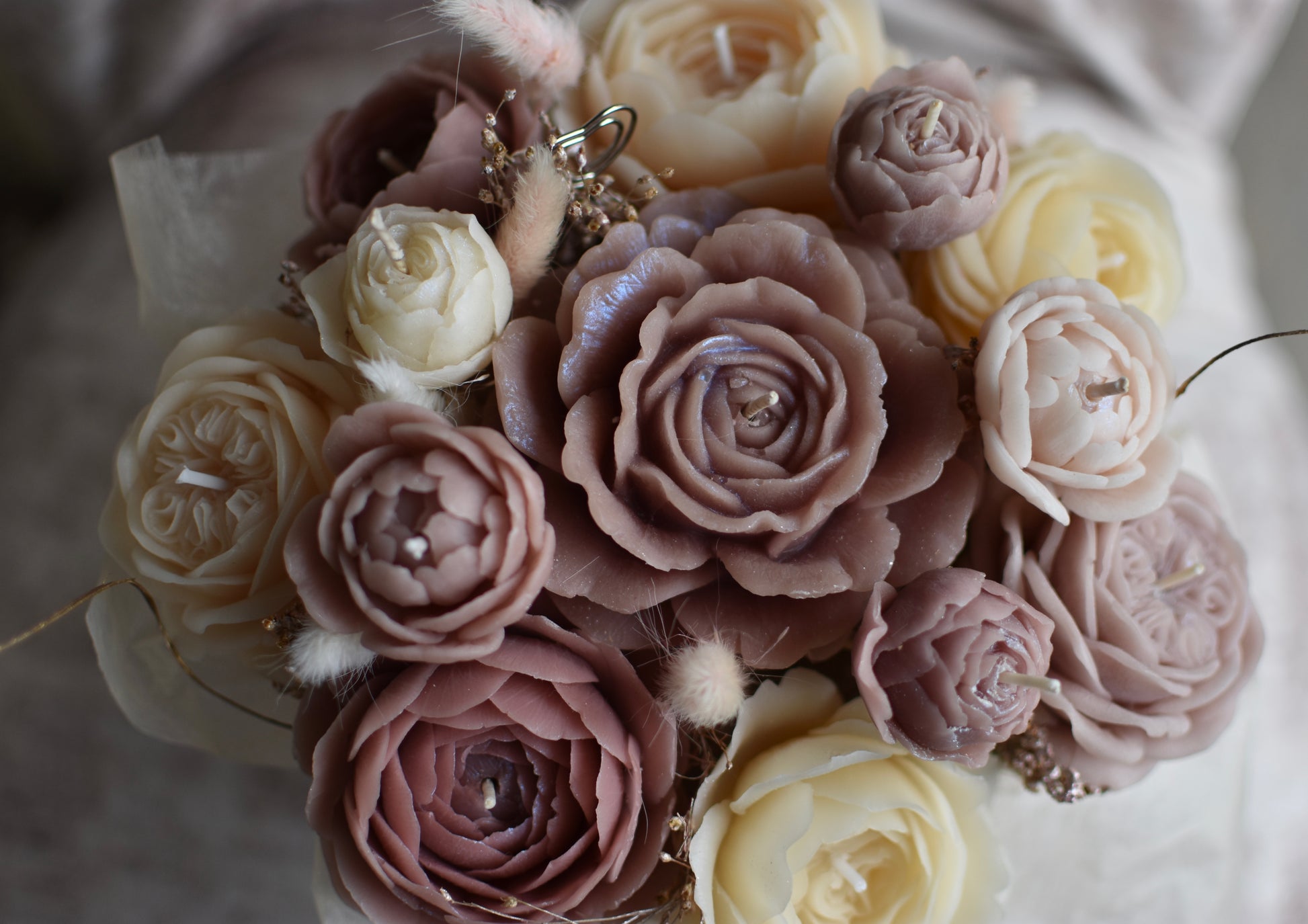 Bouquet floral en cire d’abeille durable – décoration élégante artisanale Belgique