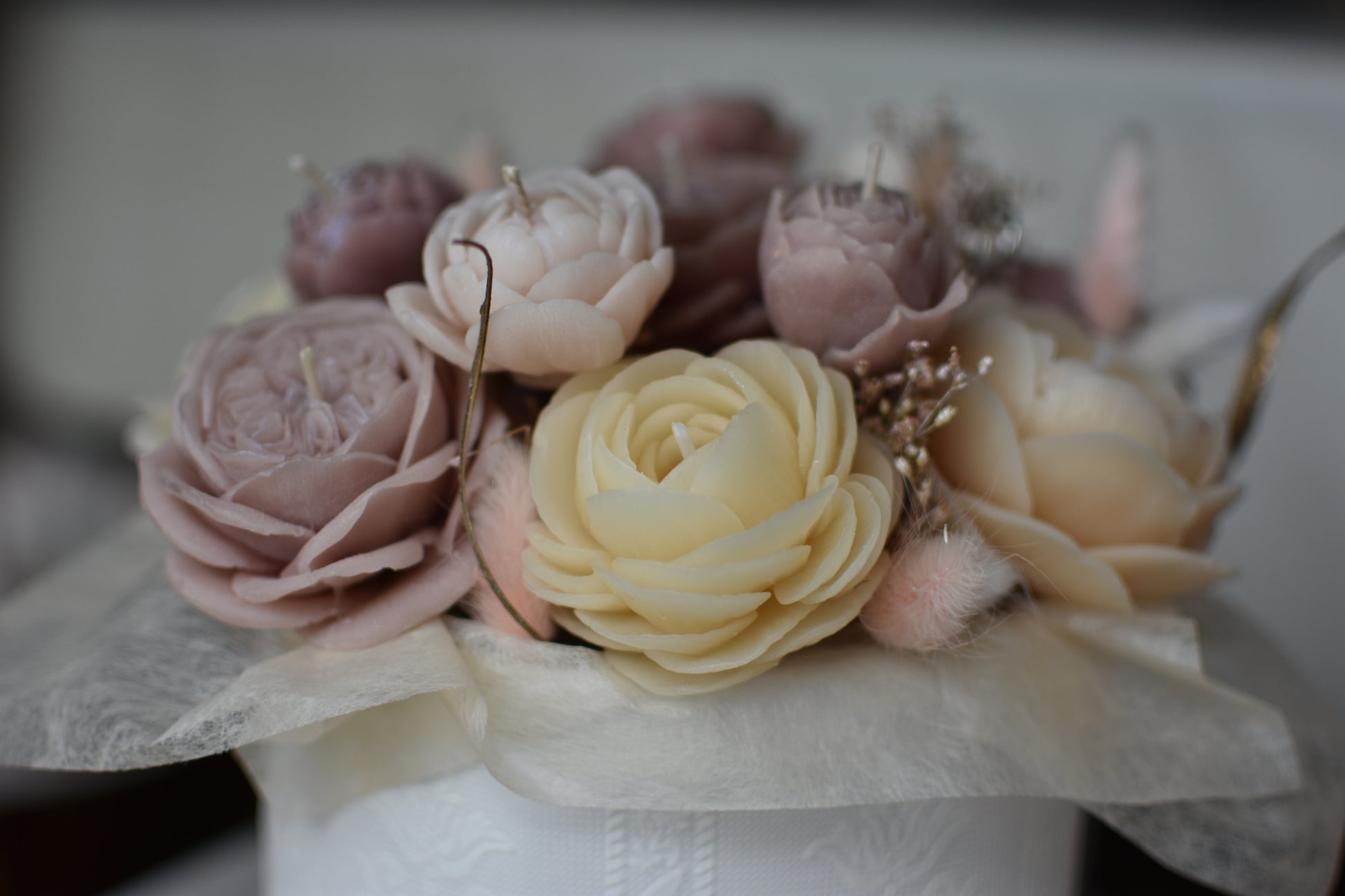 Bouquet floral en cire d’abeille durable – décoration élégante artisanale Belgique
