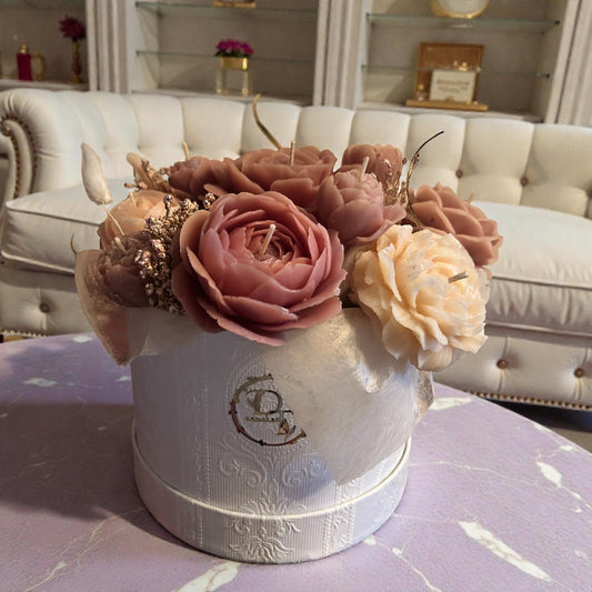 Bouquet en cire d’abeille Velours Rosé – alternative durable aux fleurs fraîches, création artisanale belge DT Candles